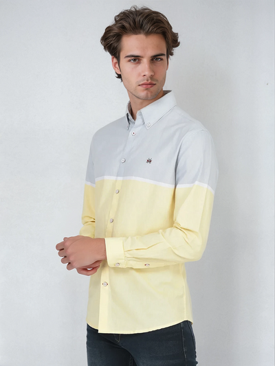 Yellow Colour-Blocked Shirt-Men Shirts-Crimsoune Club