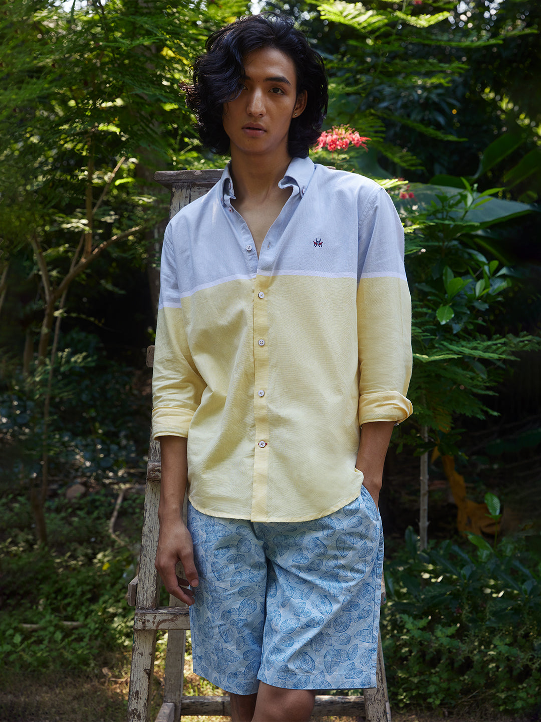 Yellow Colour-Blocked Shirt-Men Shirts-Crimsoune Club