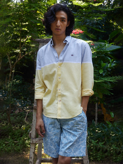Yellow Colour-Blocked Shirt-Men Shirts-Crimsoune Club