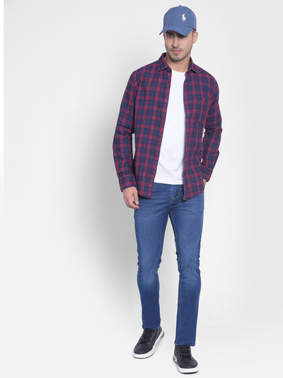 Red Checked Shirt-Men Jeans-Crimsoune Club