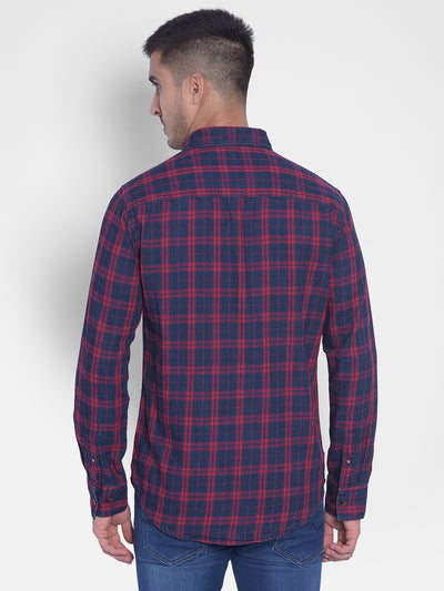 Red Checked Shirt-Men Jeans-Crimsoune Club