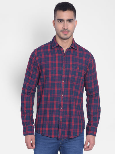Red Checked Shirt-Men Jeans-Crimsoune Club
