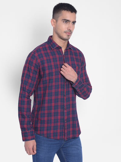Red Checked Shirt-Men Jeans-Crimsoune Club