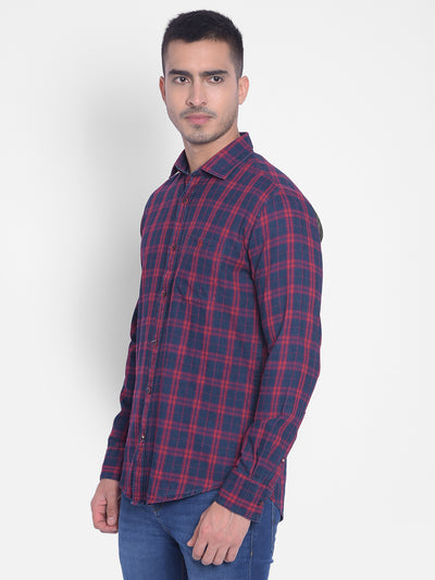 Red Checked Shirt-Men Jeans-Crimsoune Club