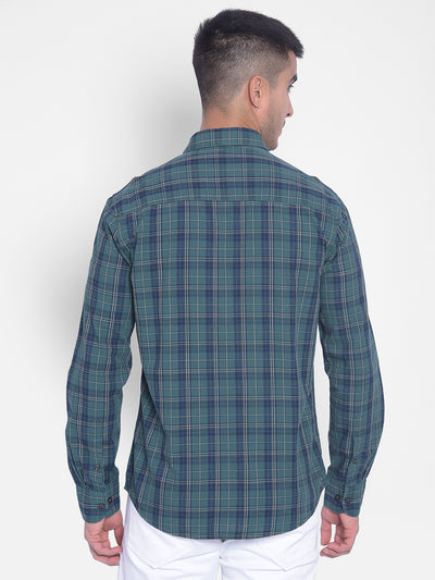 Green Checked Shirt-Men Jeans-Crimsoune Club