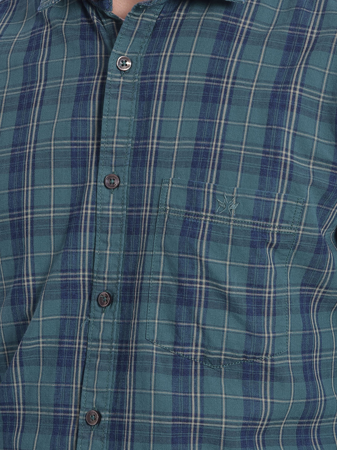 Green Checked Shirt-Men Jeans-Crimsoune Club