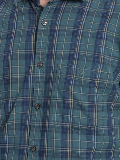 Green Checked Shirt-Men Jeans-Crimsoune Club