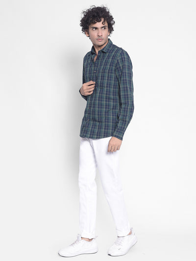 Navy Blue Checked Shirt-Men Shirts-Crimsoune Club