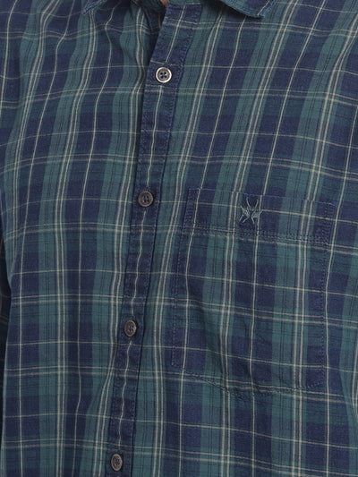 Navy Blue Checked Shirt-Men Shirts-Crimsoune Club