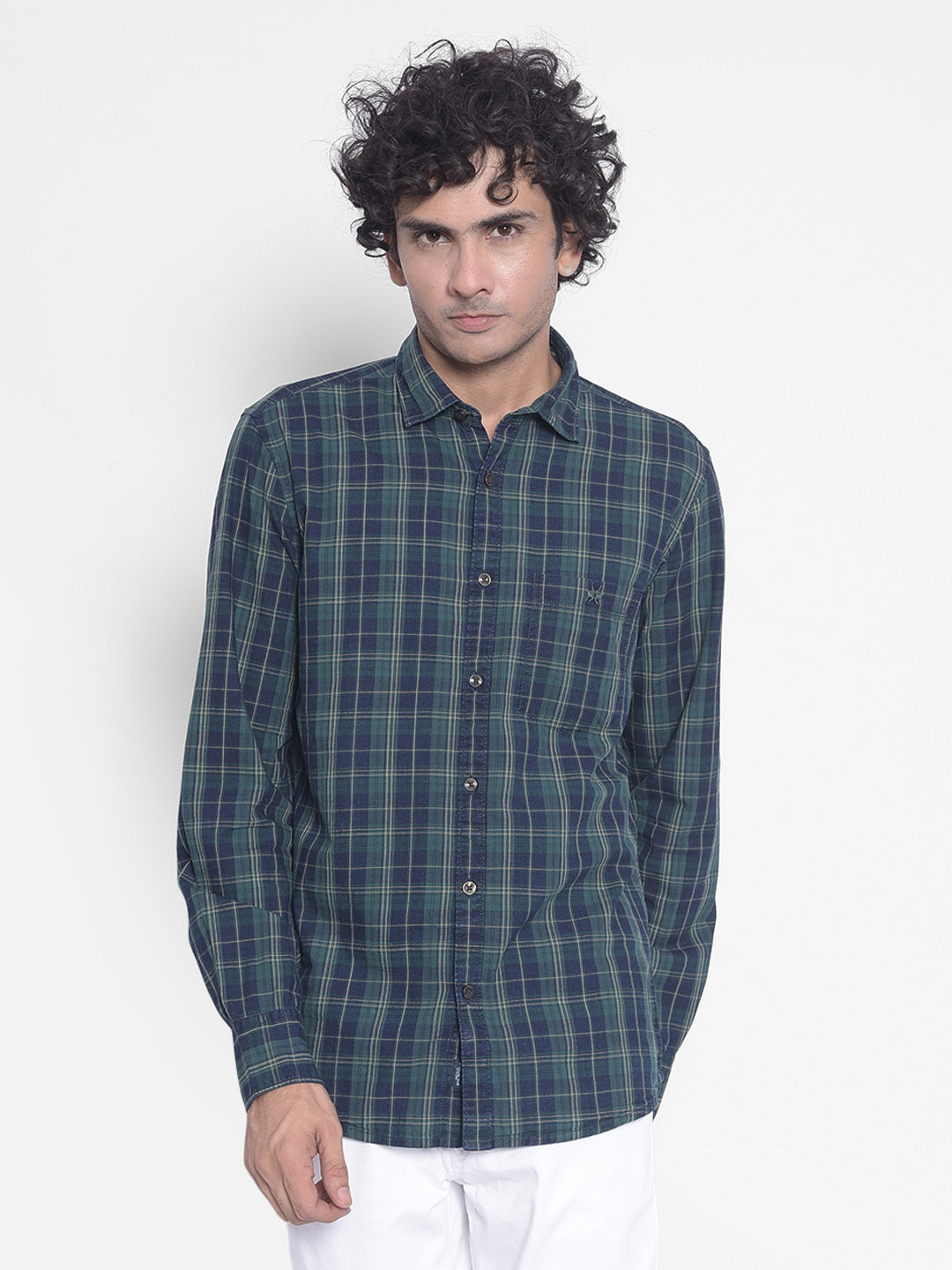 Navy Blue Checked Shirt-Men Shirts-Crimsoune Club