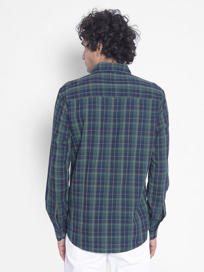 Navy Blue Checked Shirt-Men Shirts-Crimsoune Club