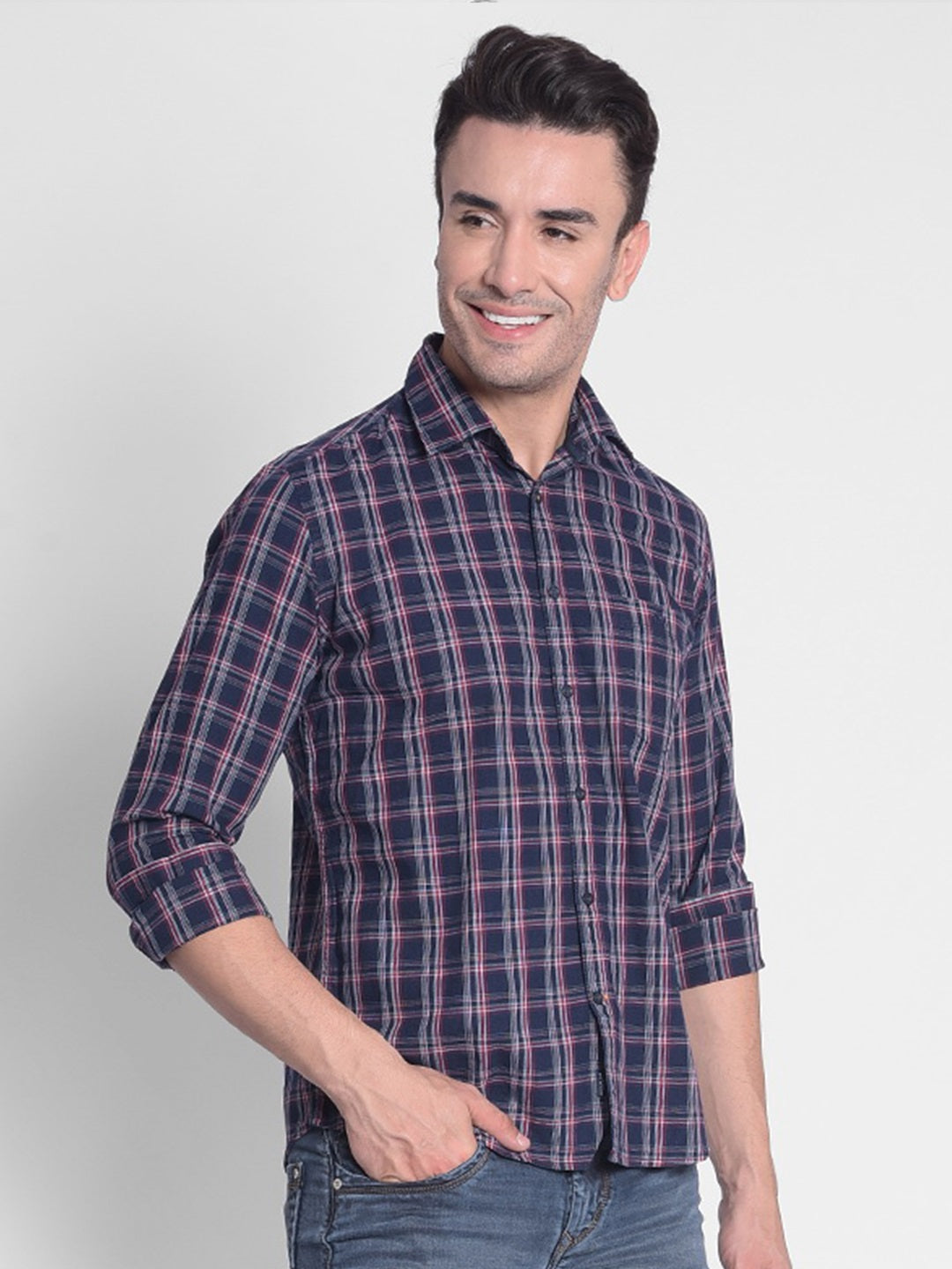 Red Checked Shirt-Men shirts-Crimsoune Club
