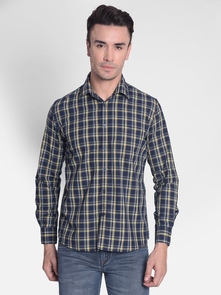 Yellow Checked Shirt-Men shirts-Crimsoune Club