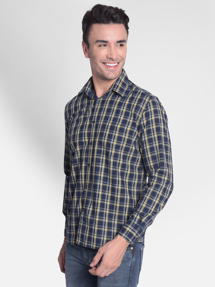 Yellow Checked Shirt-Men shirts-Crimsoune Club