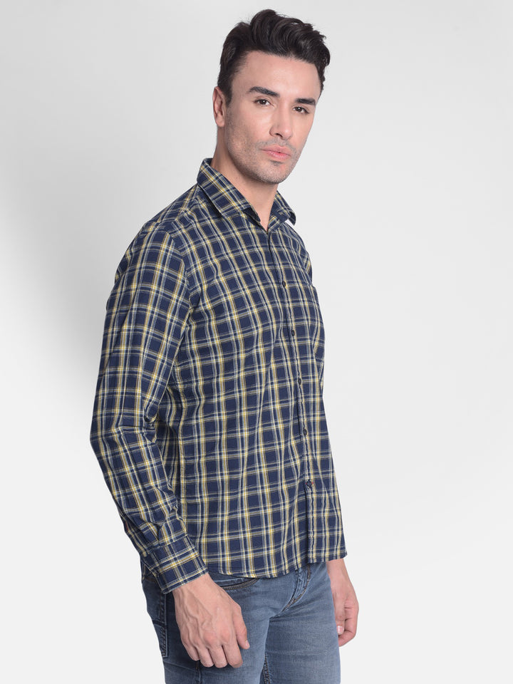 Yellow Checked Shirt-Men shirts-Crimsoune Club