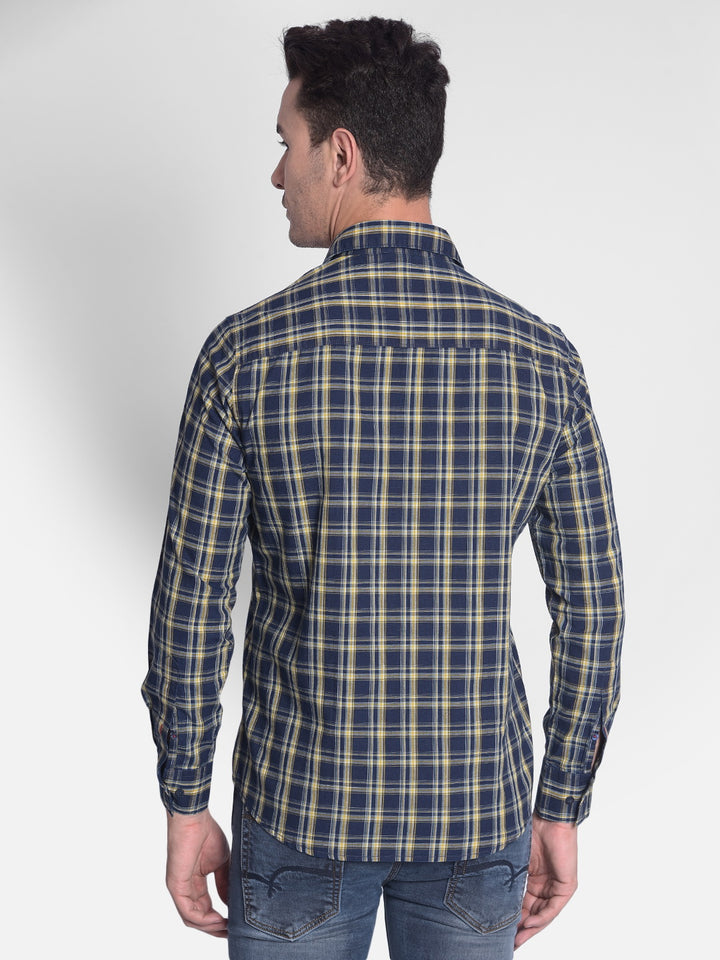 Yellow Checked Shirt-Men shirts-Crimsoune Club