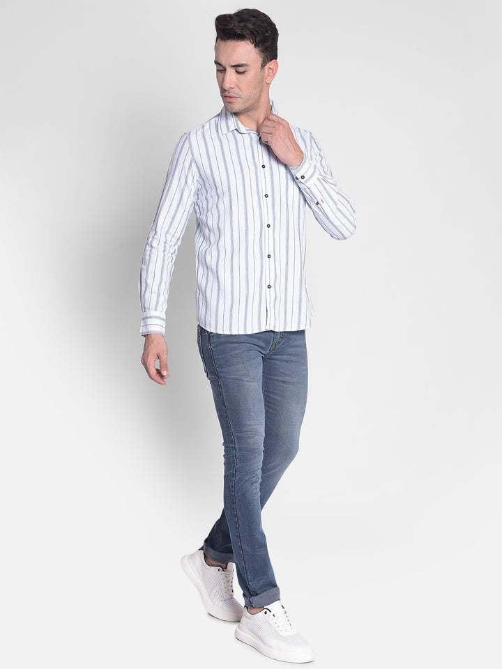 White Striped Shirt-Men shirts-Crimsoune Club