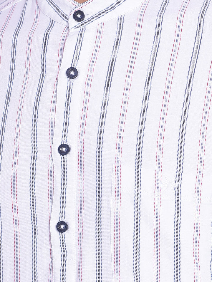 White Striped Kurta-Mens Kurta-Crimsoune Club