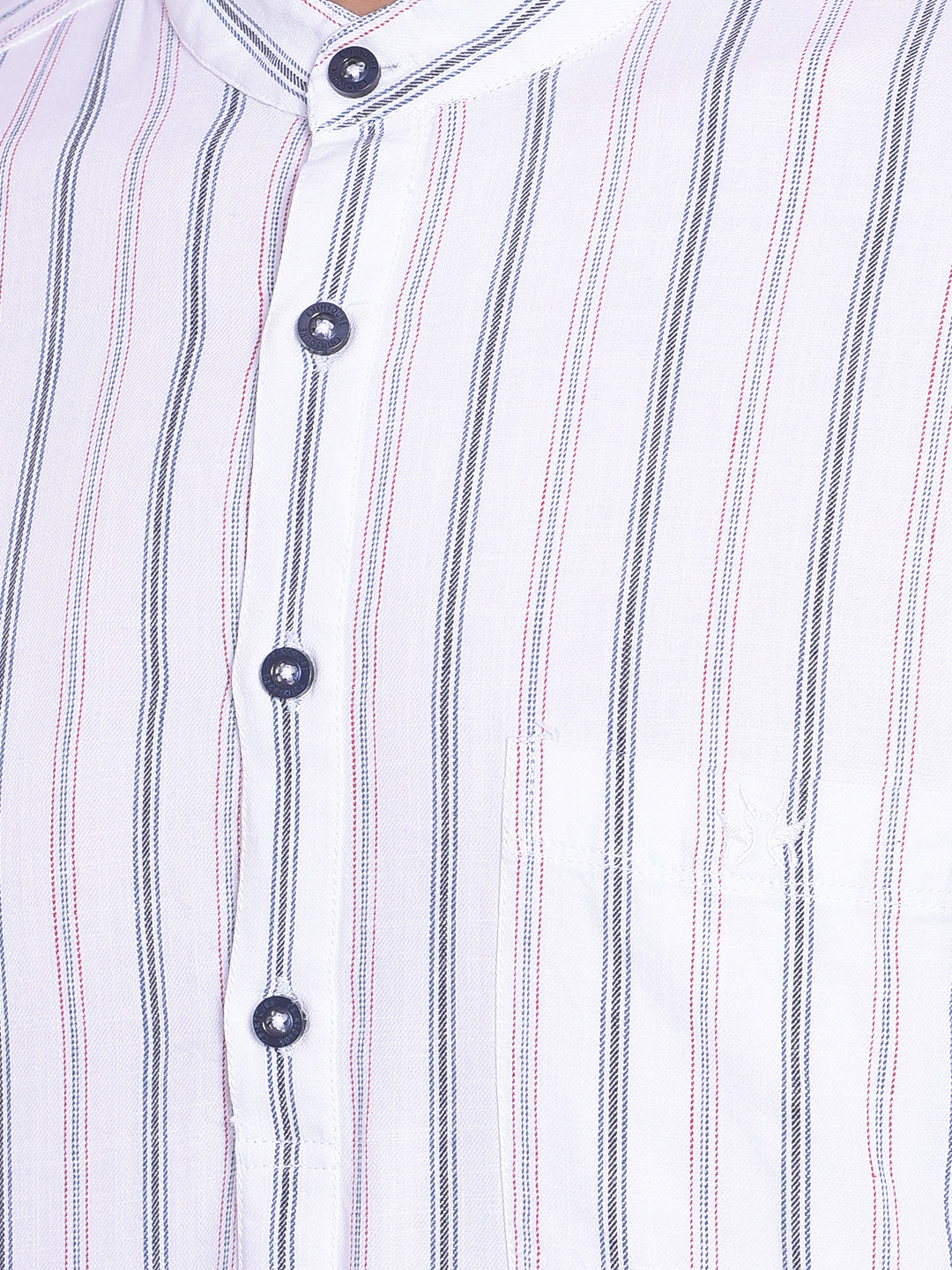 White Striped Kurta-Mens Kurta-Crimsoune Club