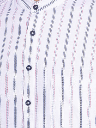 White Striped Kurta-Mens Kurta-Crimsoune Club