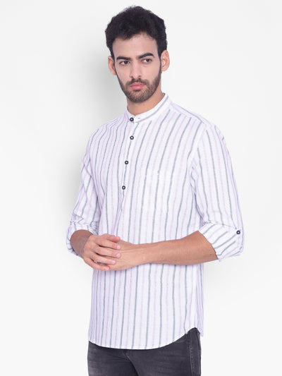 White Striped Kurta-Mens Kurta-Crimsoune Club