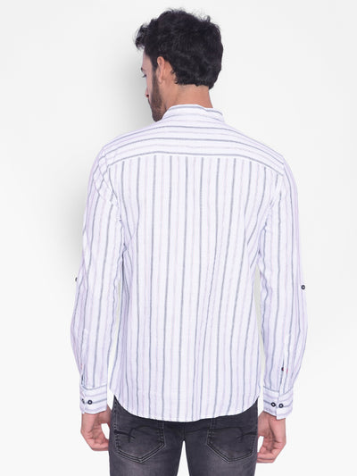 White Striped Kurta-Mens Kurta-Crimsoune Club