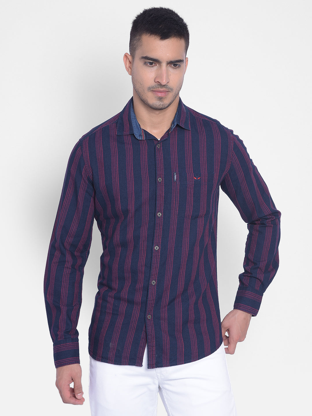 Red Striped Shirt-Men Jeans-Crimsoune Club