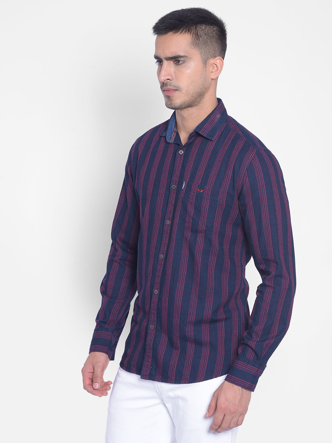 Red Striped Shirt-Men Jeans-Crimsoune Club