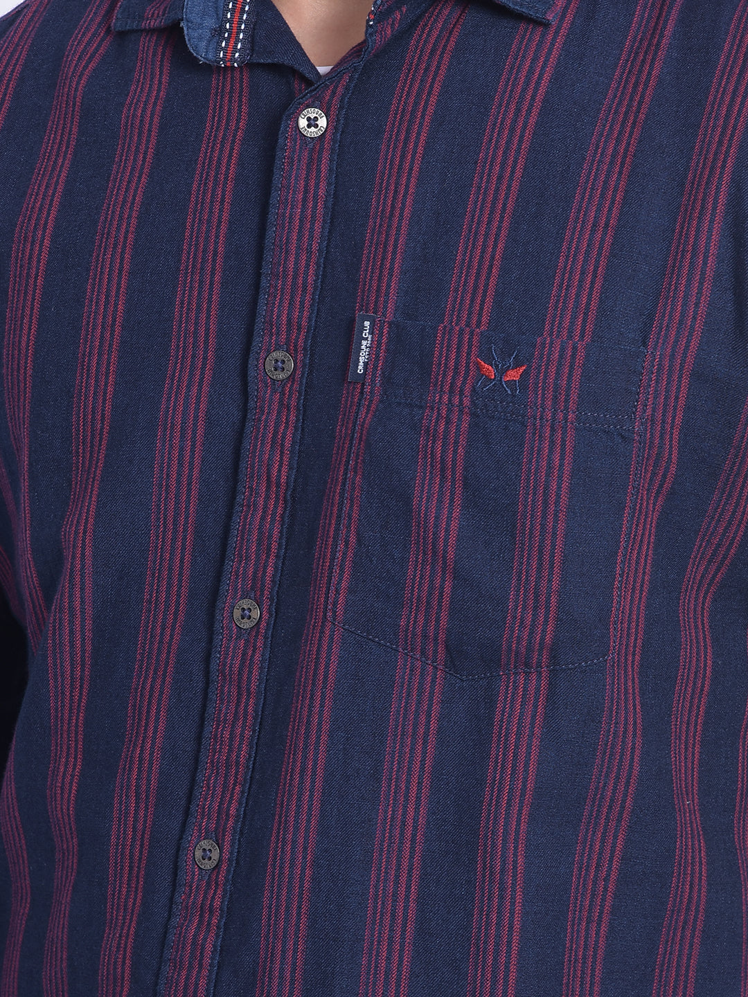 Red Striped Shirt-Men Jeans-Crimsoune Club