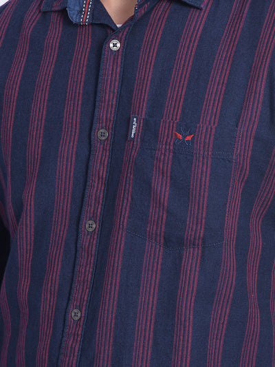 Red Striped Shirt-Men Jeans-Crimsoune Club