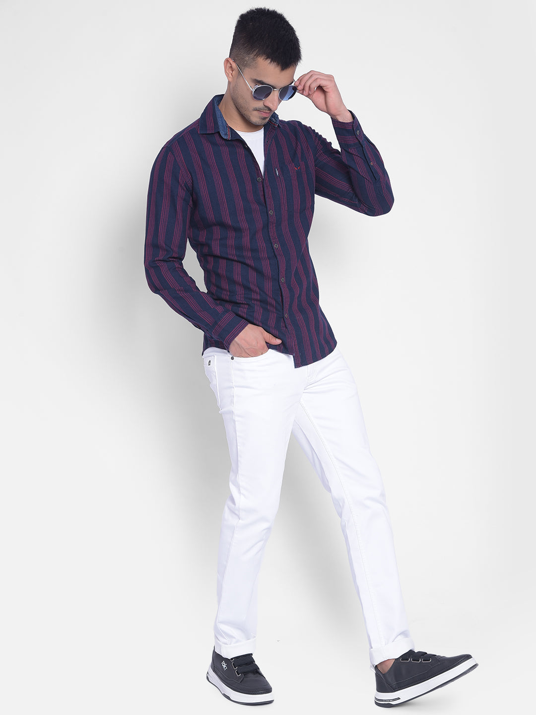 Red Striped Shirt-Men Jeans-Crimsoune Club