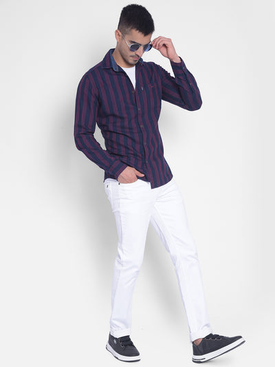 Red Striped Shirt-Men Jeans-Crimsoune Club
