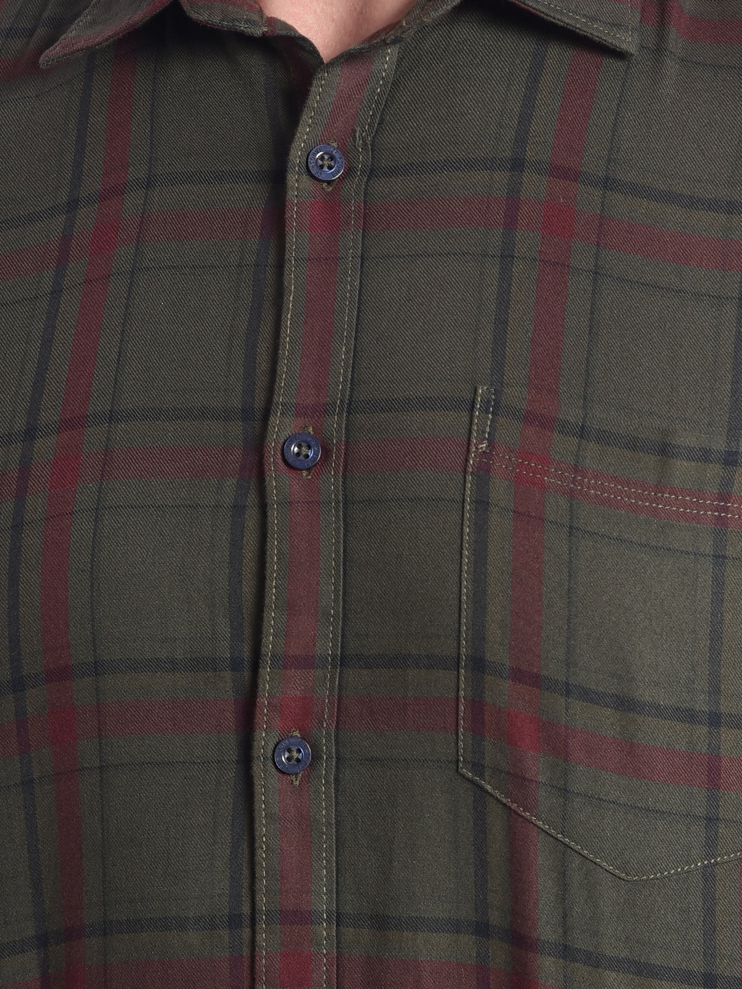 Olive Checked Shirt-Men shirts-Crimsoune Club