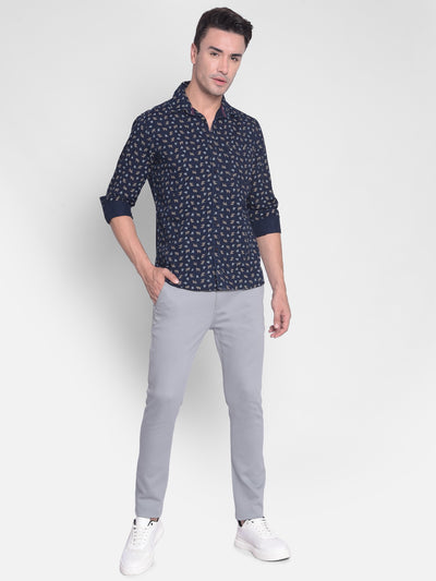 Navy Blue Printed Shirt-Men shirts-Crimsoune Club