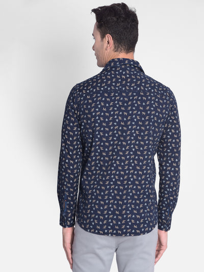 Navy Blue Printed Shirt-Men shirts-Crimsoune Club