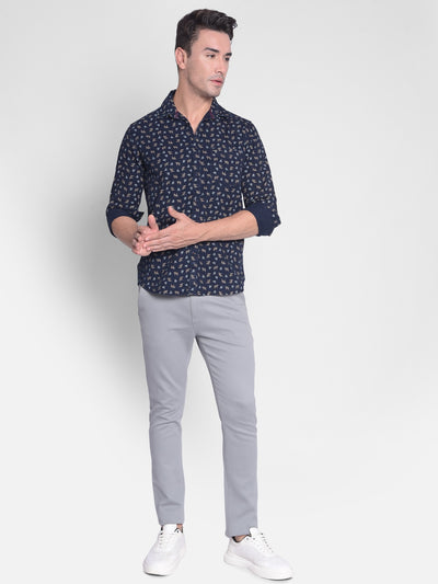 Navy Blue Printed Shirt-Men shirts-Crimsoune Club