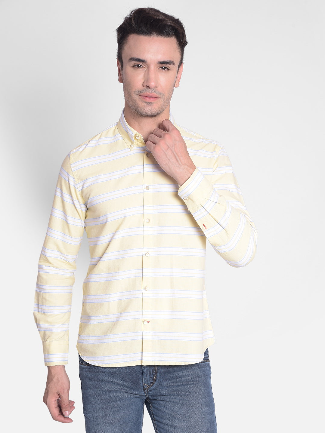 Yellow Striped Shirt-Men shirts-Crimsoune Club