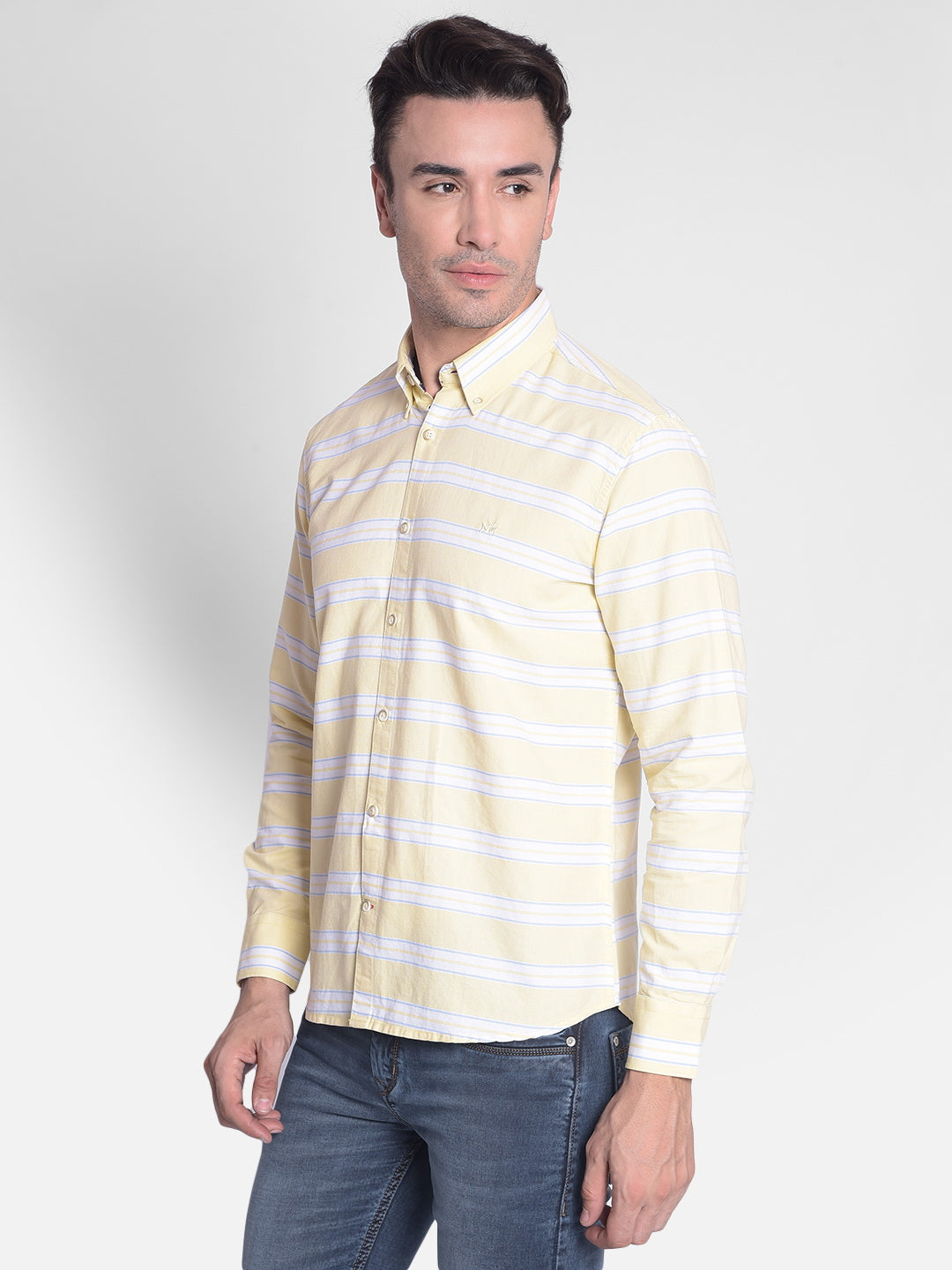 Yellow Striped Shirt-Men shirts-Crimsoune Club