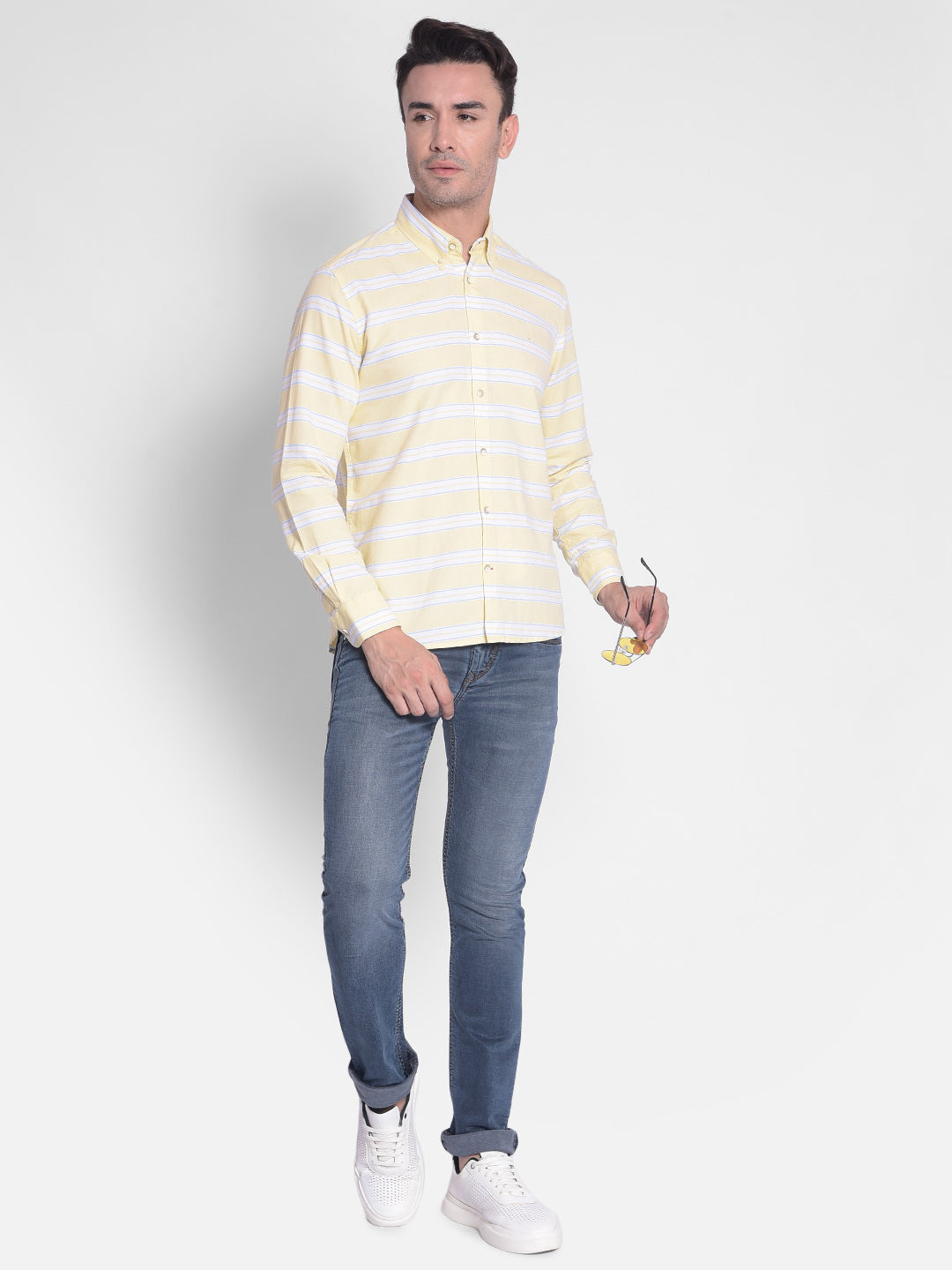 Yellow Striped Shirt-Men shirts-Crimsoune Club