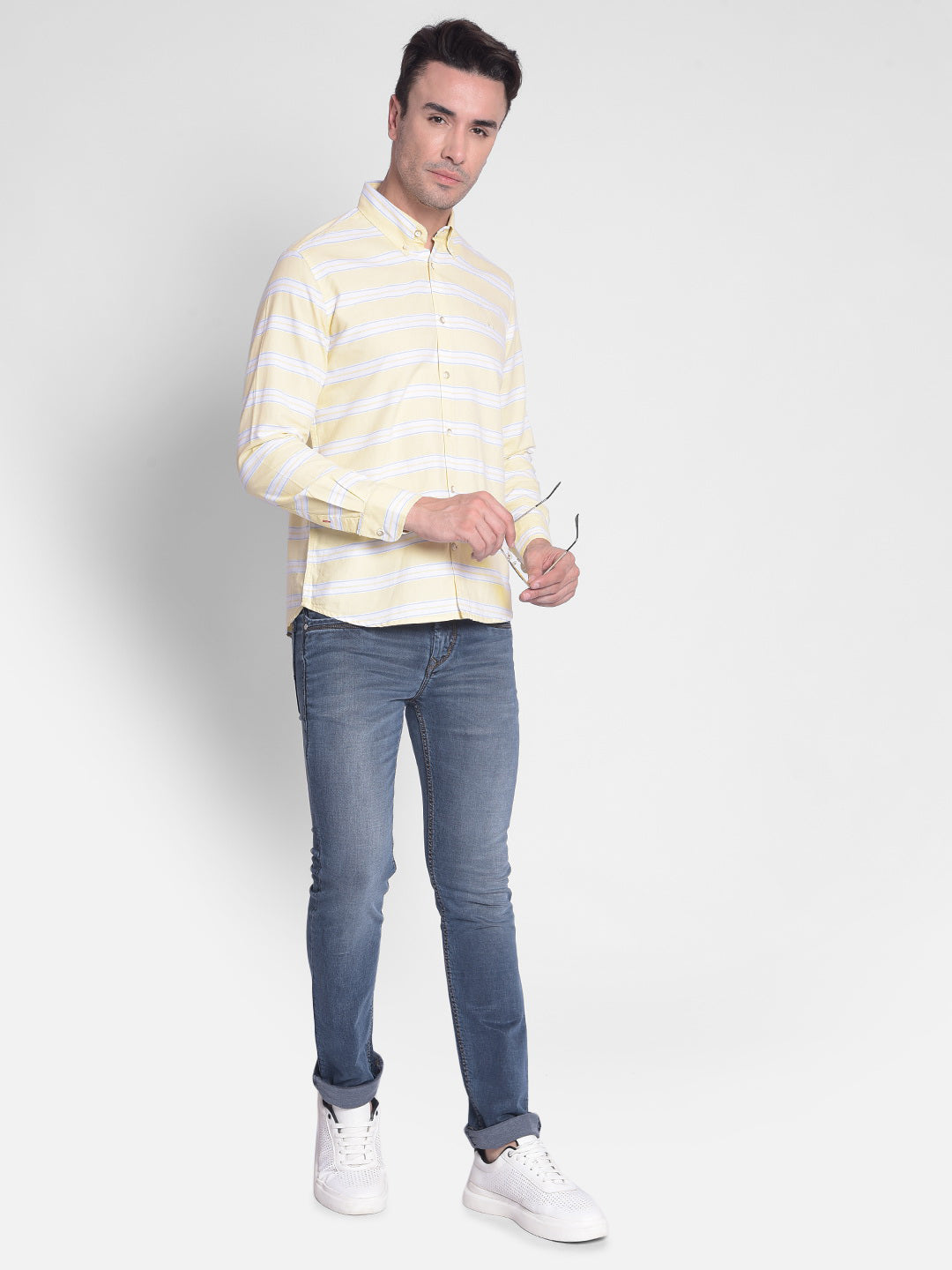 Yellow Striped Shirt-Men shirts-Crimsoune Club