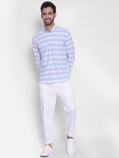 Blue Striped Shirt-Men Shirts-Crimsoune Club