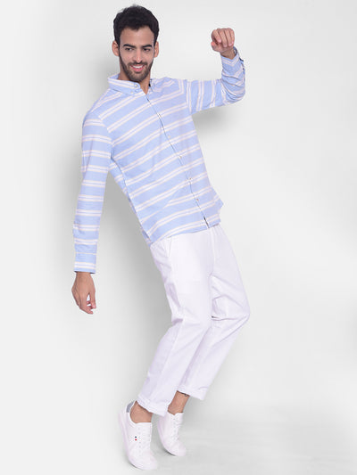 Blue Striped Shirt-Men Shirts-Crimsoune Club