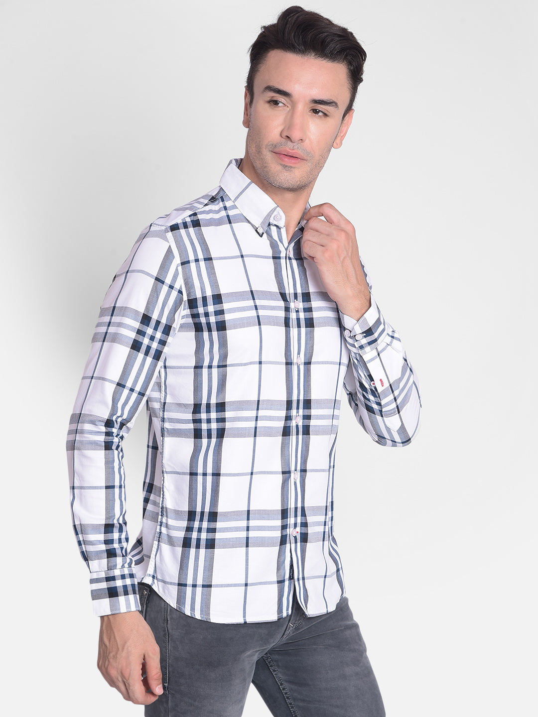 White Checked Shirt-Men shirts-Crimsoune Club