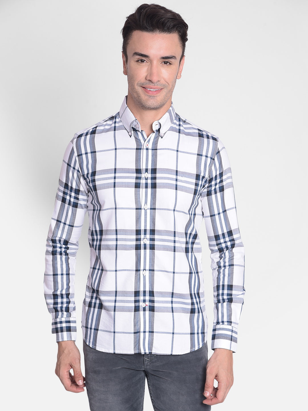 White Checked Shirt-Men shirts-Crimsoune Club