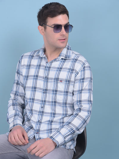 White Tartan Check 100% Cotton Shirt-Men Shirts-Crimsoune Club