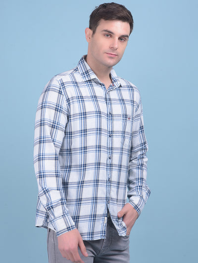 White Tartan Check 100% Cotton Shirt-Men Shirts-Crimsoune Club