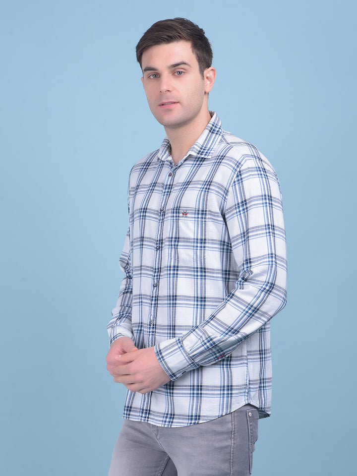 White Tartan Check 100% Cotton Shirt-Men Shirts-Crimsoune Club
