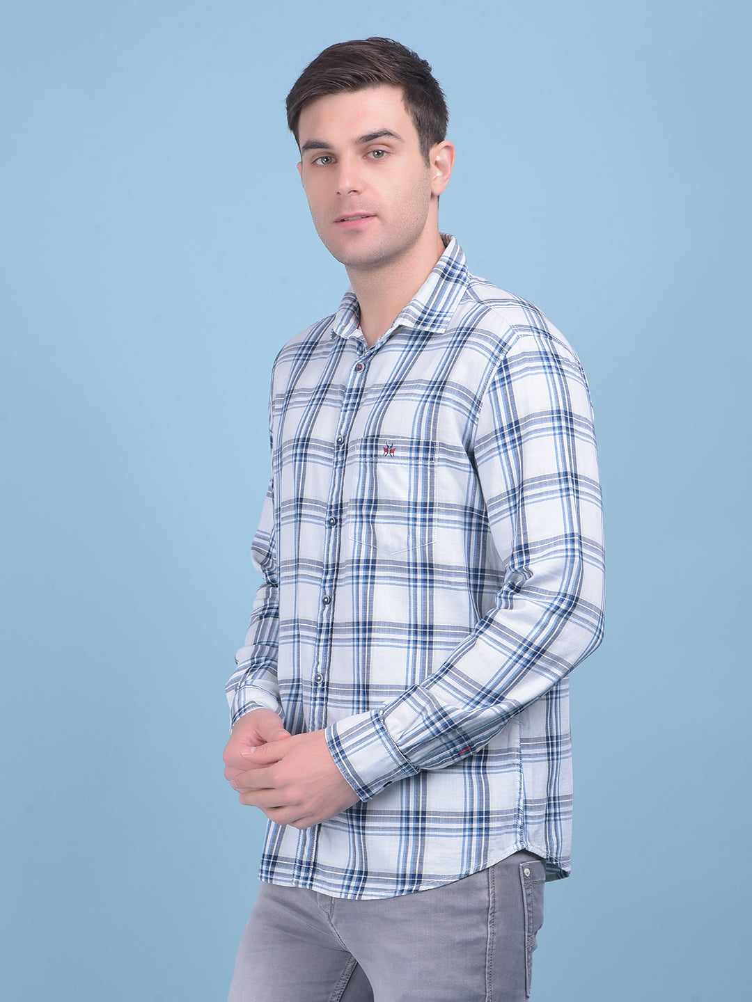 White Tartan Check 100% Cotton Shirt-Men Shirts-Crimsoune Club