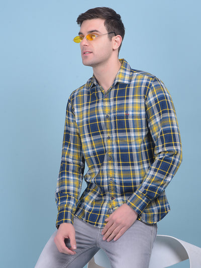 Mustard Tartan Check 100% Cotton Shirt-Men Shirts-Crimsoune Club