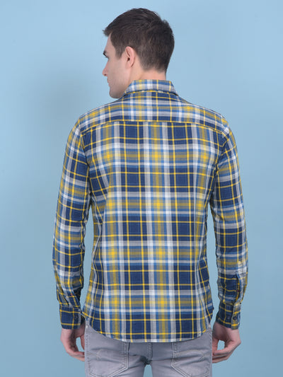 Mustard Tartan Check 100% Cotton Shirt-Men Shirts-Crimsoune Club